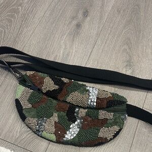 Camouflage Beaded Crossbody Bag